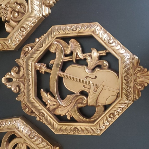 1976 Vintahe Syroco MCM Gold Musical Wall Decor - Picture 2 of 6